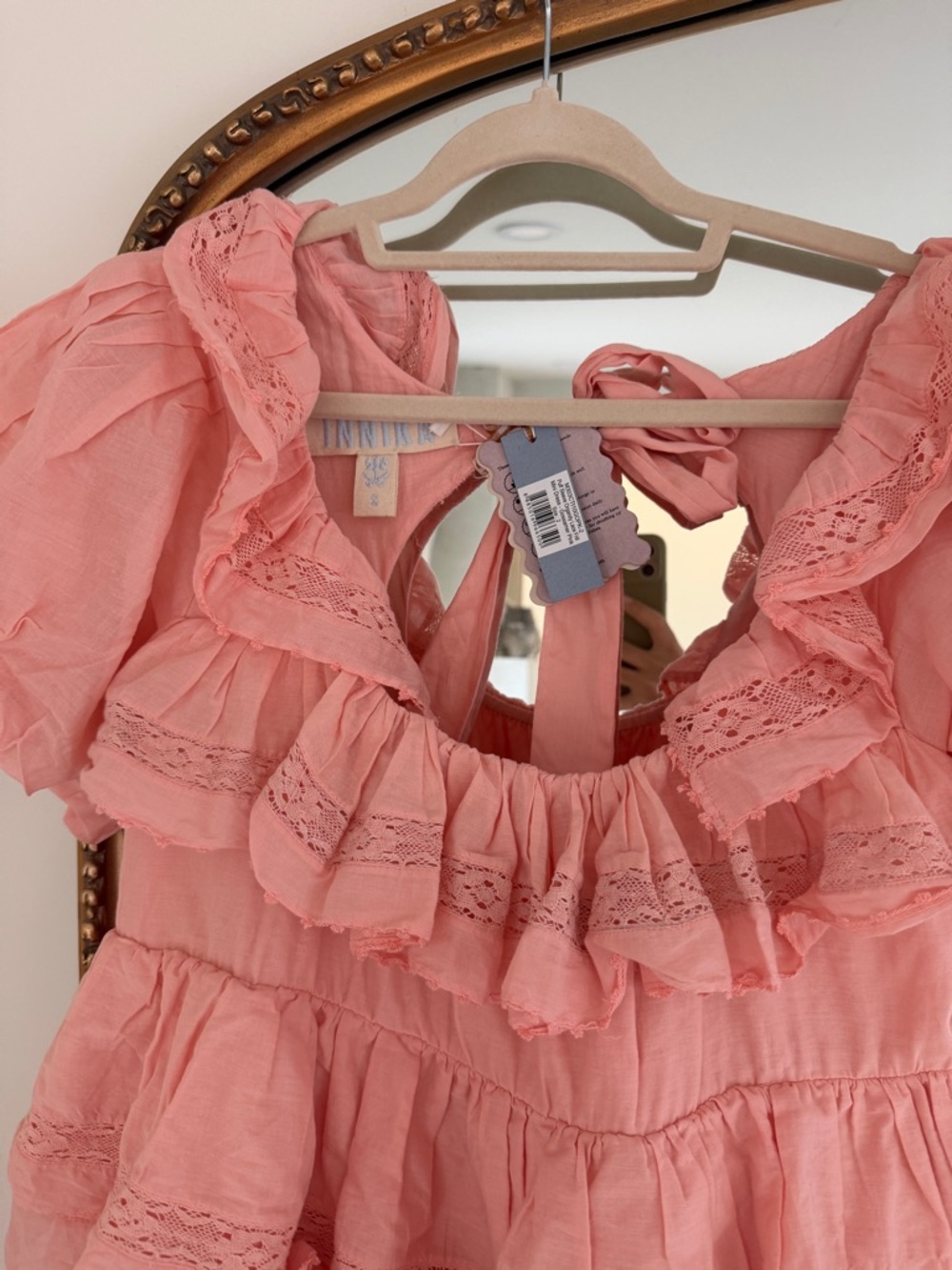Innika Choo puff sleeve Lace frill mini dress - Picture 2 of 3